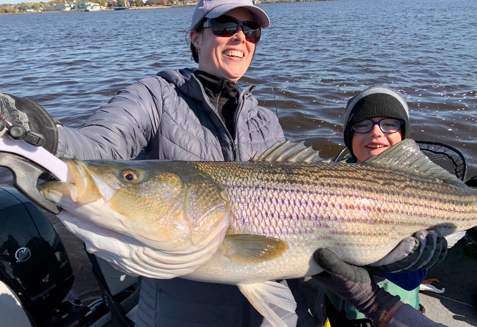 Trophy striped bass caught with Ernie Carlson